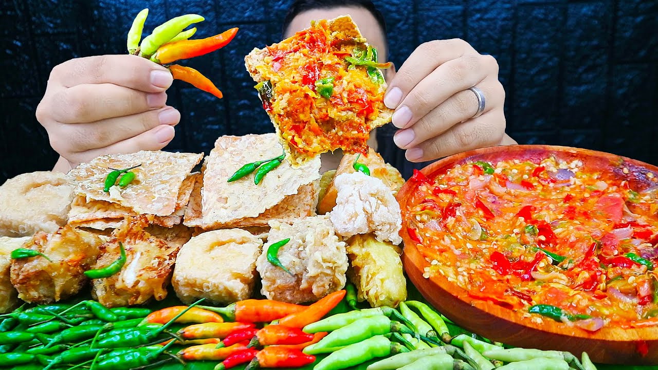 LAMBUNG MENJERIT !! MUKBANG GORENGAN CRISPY PAKE 3 JENIS CABE RAWIT + SAMBAL RAWIT 1 COBEK !!