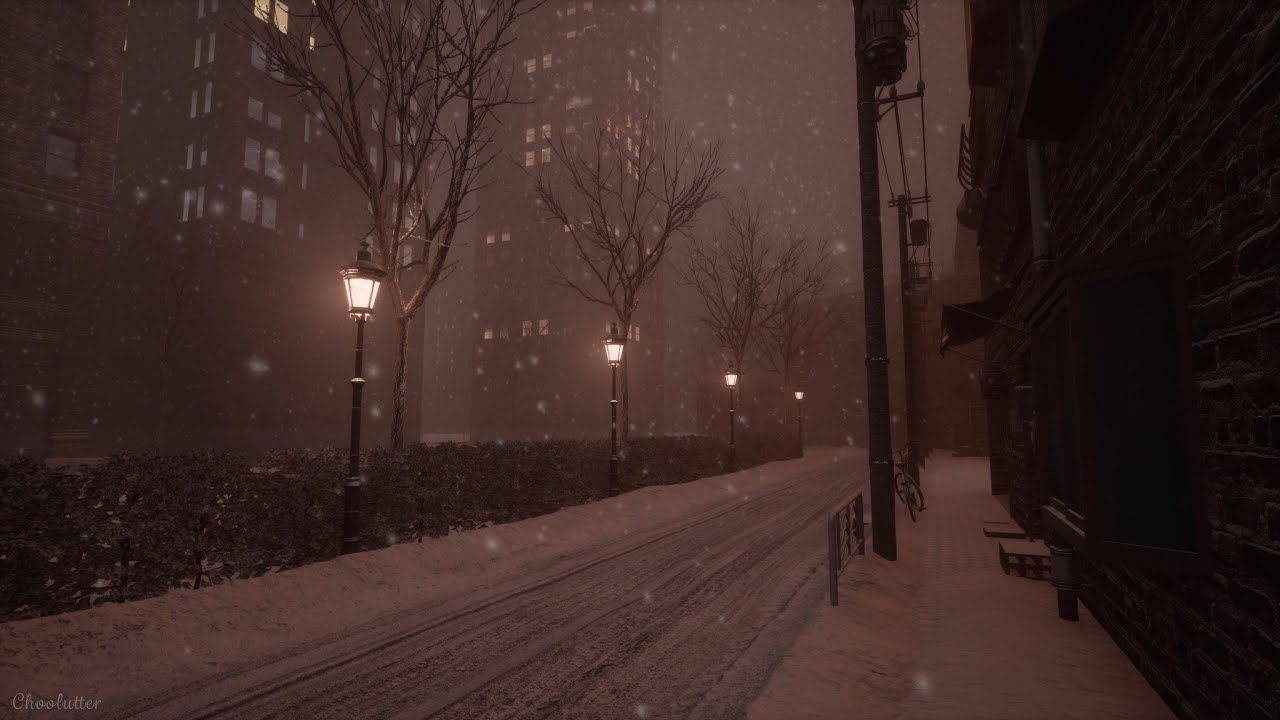 🎬 Snowy Night Walking | Sounds of Falling Snow, Snowfall, Relaxing, Sleeping, Study, Reminiscence