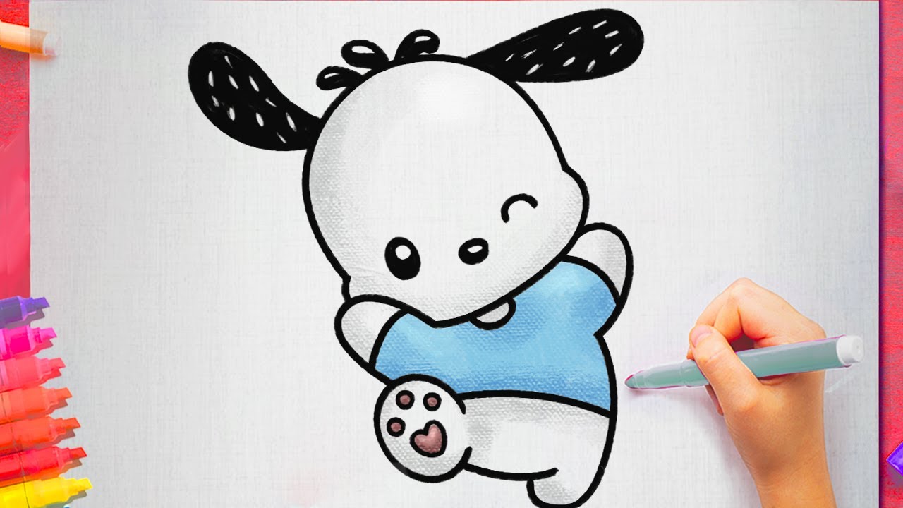 How to draw Pochacco from Sanrio Hello Kitty step by step easy