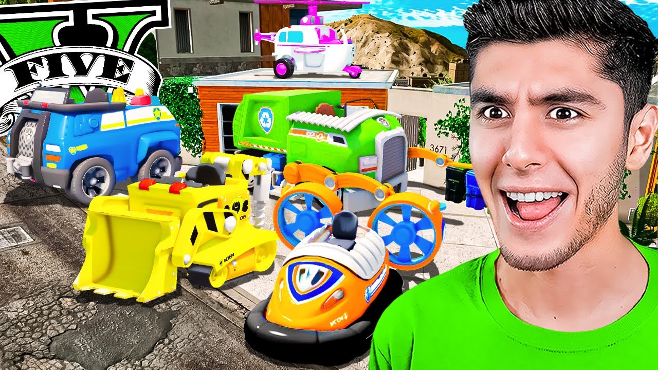 ROBANDO COCHES de PAW PATROL en GTA 5! (Mods) 🚘🐶