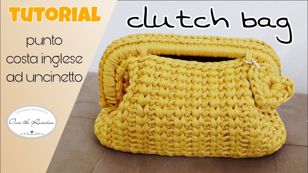Tutorial borsa punto a costa inglese ad uncinetto in fettuccia