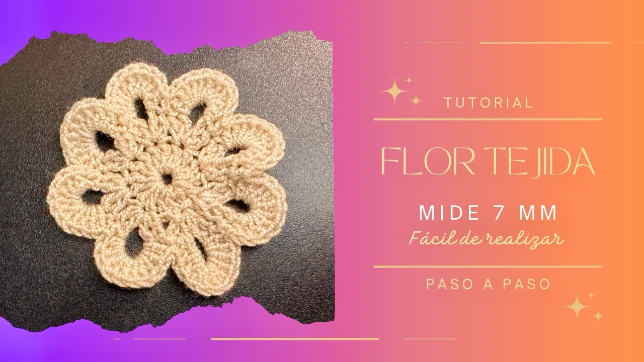 FLOR TEJIDA A CROCHET MIDE 7 CC - FLOR CROCHET - APLIQUE FLOR TEJIDA