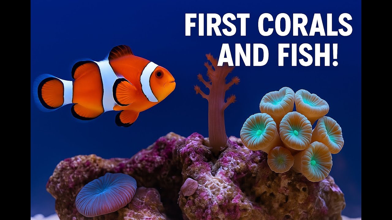 First Fish & Corals in My Saltwater Reef Tank! Marine Aquarium Setup - Coral & Fish Update