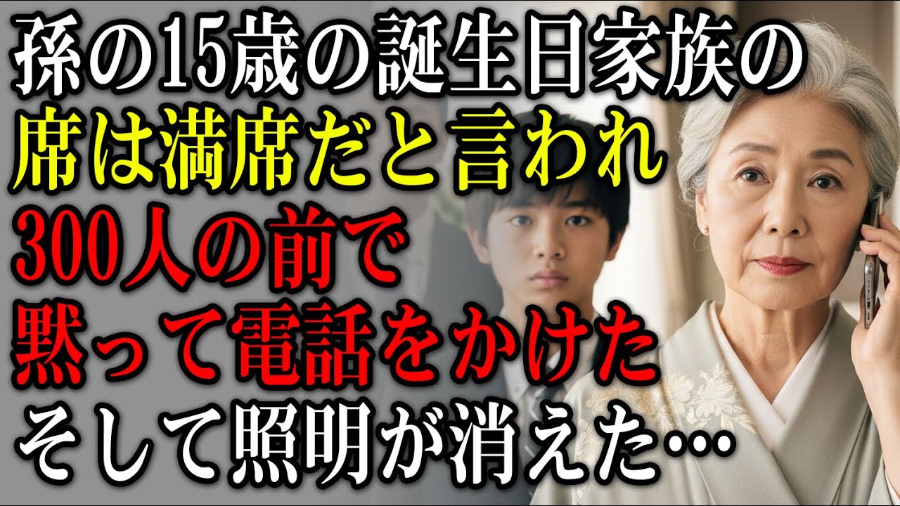 孫の15歳の誕生日パーティーに行った日。300人の前で、娘に「家族席は満席だから、厨房で」と言われた。何も言わず電話をかけた——そして照明が落ちた瞬間…【静かな復讐】【家族の裏切り】