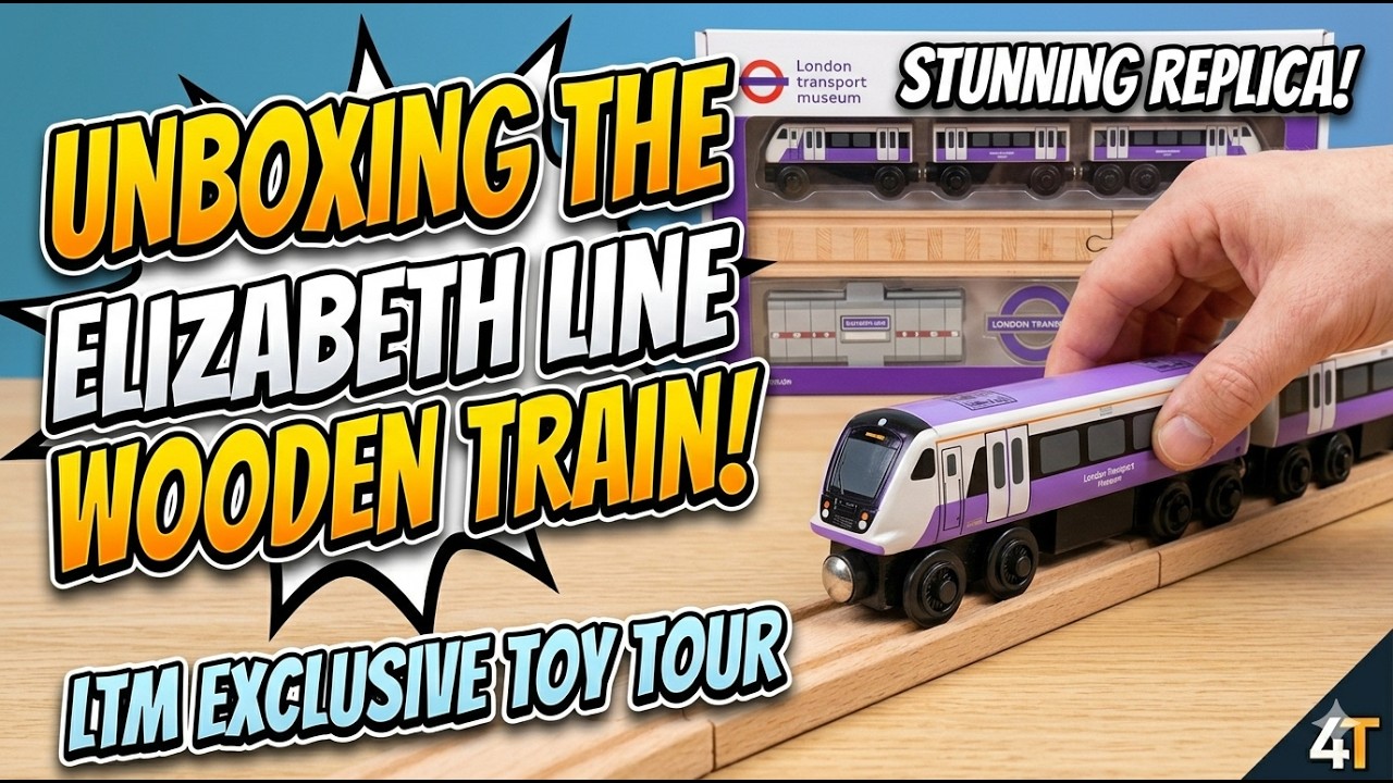 🏴󠁧󠁢󠁥󠁮󠁧󠁿unpack London Transport Museum Elizabeth line Wooden Train toy 06302