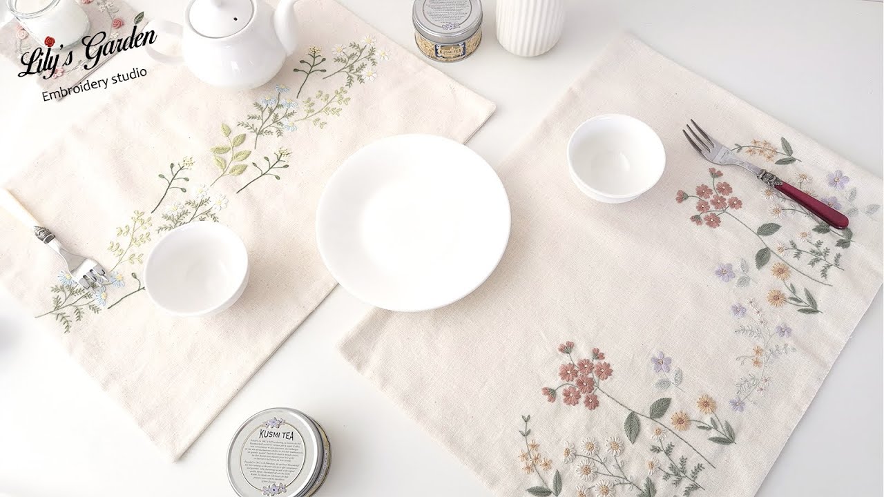 [릴리스가든 프랑스자수] 프랑스자수 테이블매트 French embroidered table mat