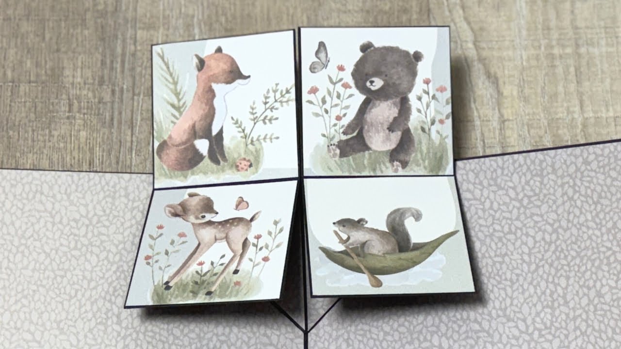 Pop Up Swing Card for 4 Square Photos