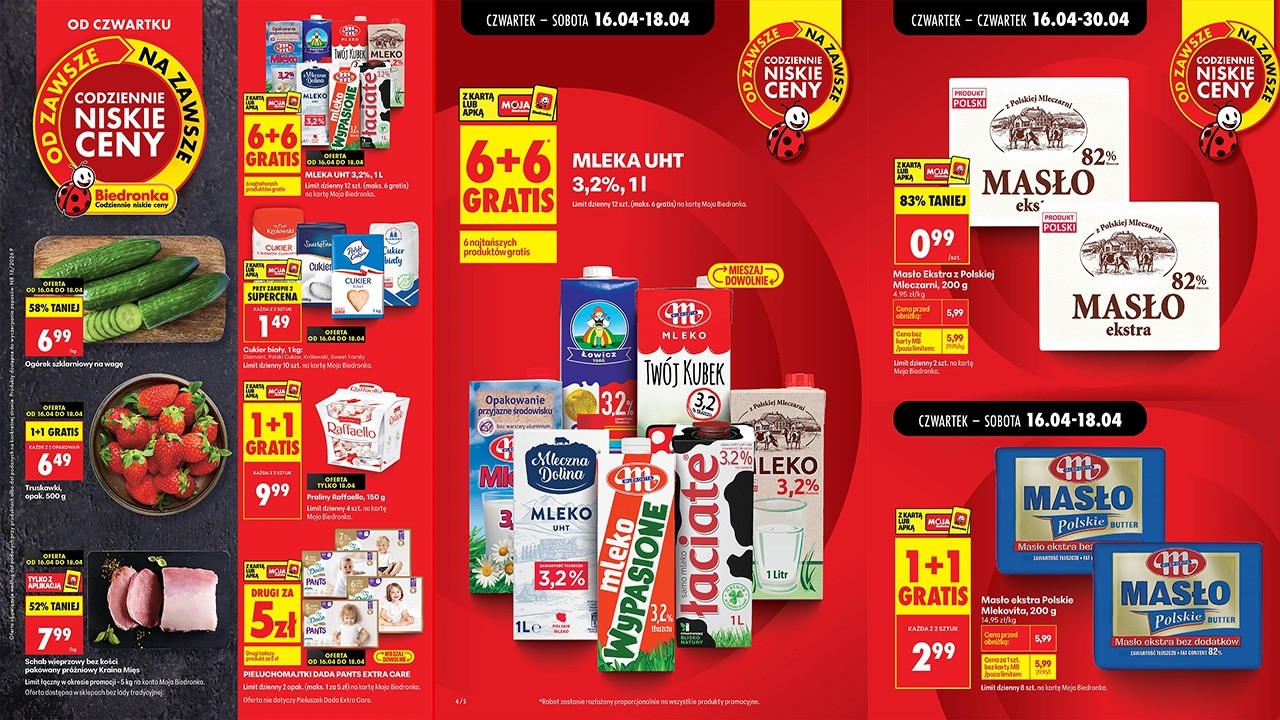 Nowa Gazetka Biedronka od 16.04.2026 🛒 Wielkie obniżki od jutra! 🏷️ Szok cenowy w Biedronce