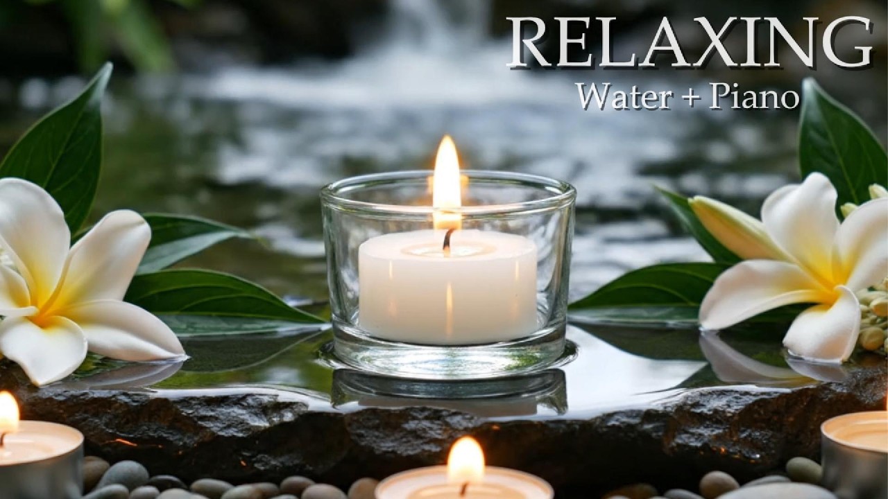 Relaxing Music Relieves Stress, Anxiety and Depression - Bamboo Water Fountain + Healing Piano Music