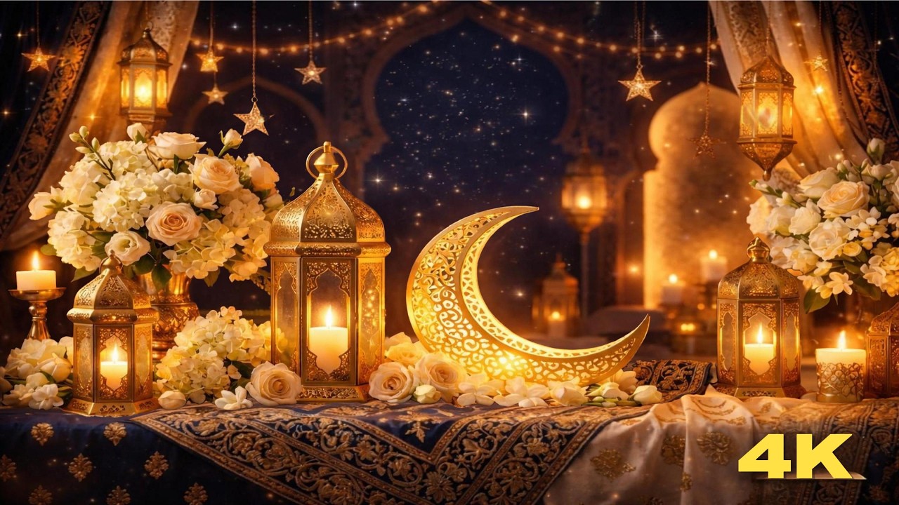 Ramadan 2026 🌙 Golden Ramadan Ambience 4K | Relaxing Music #Ramadan2026 #RamadanVibes