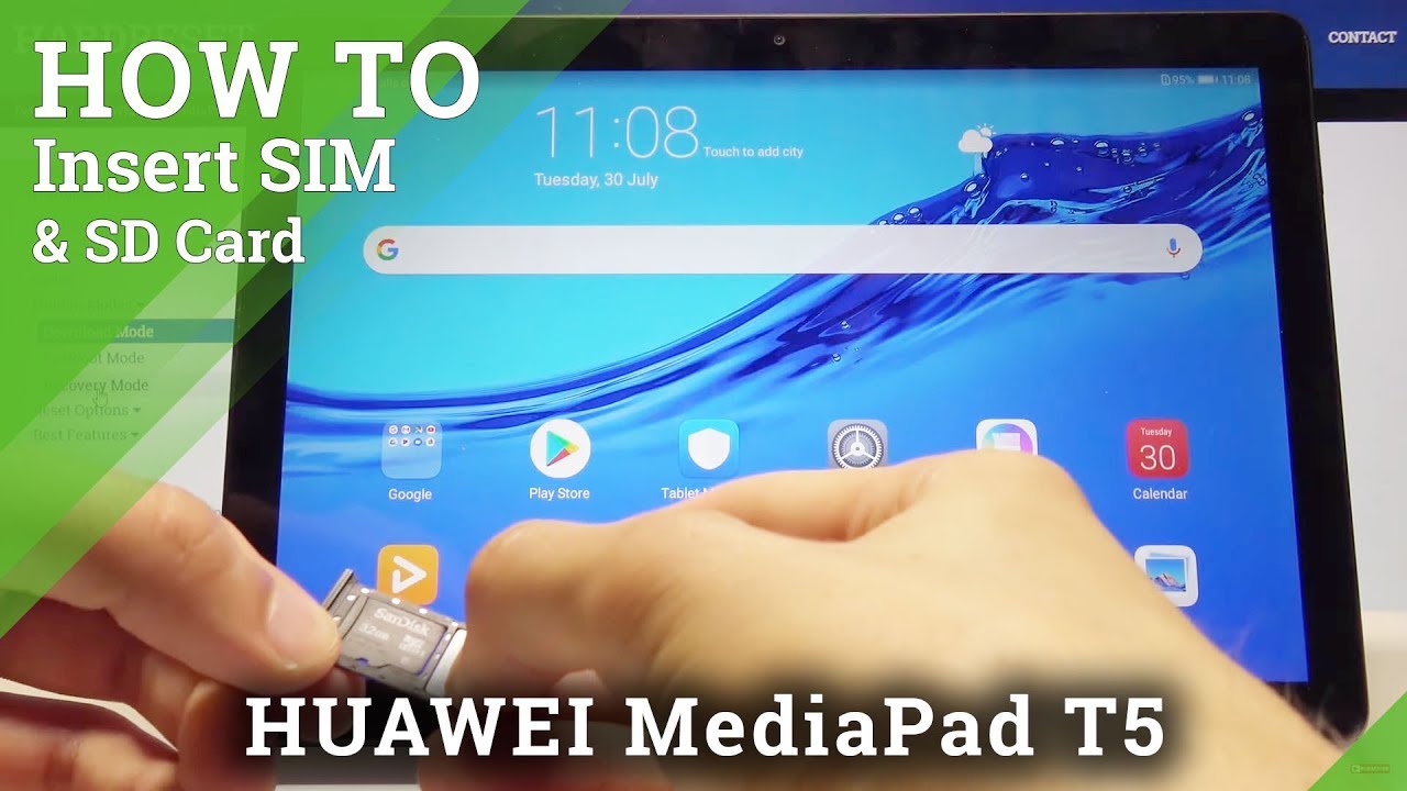 How to Insert SIM & SD Card in HUAWEI MediaPad T5 - SIM and SD Installation