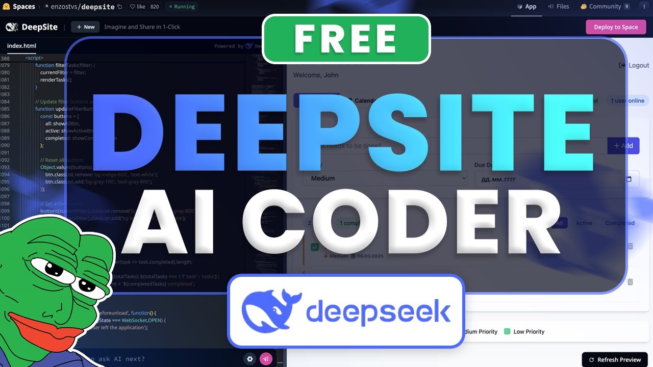 FREE DeepSite by DeepSeek - The Best Free AI Coding Tool?