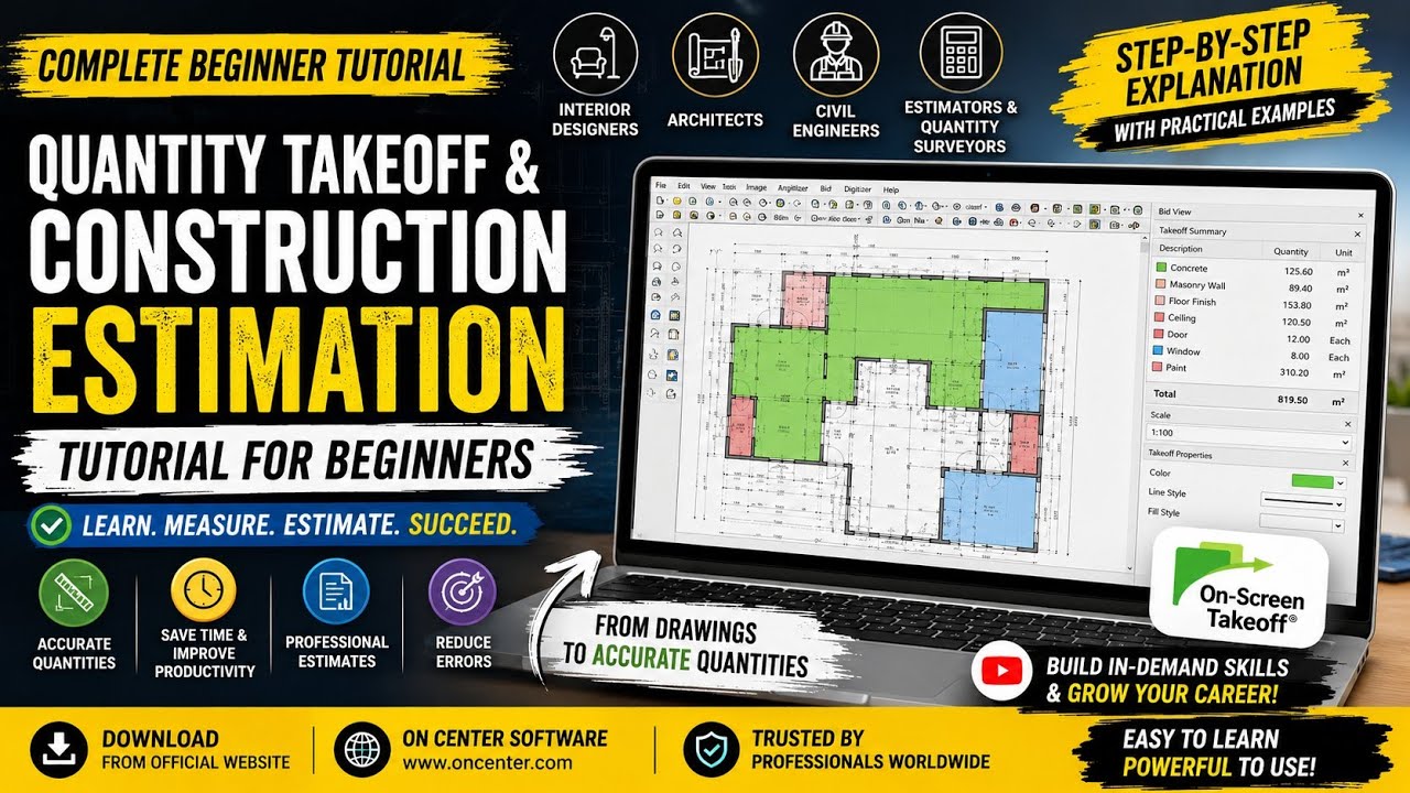 Quantity Takeoff & Construction Estimation Tutorial for Beginners | On-Screen Takeoff (OST)