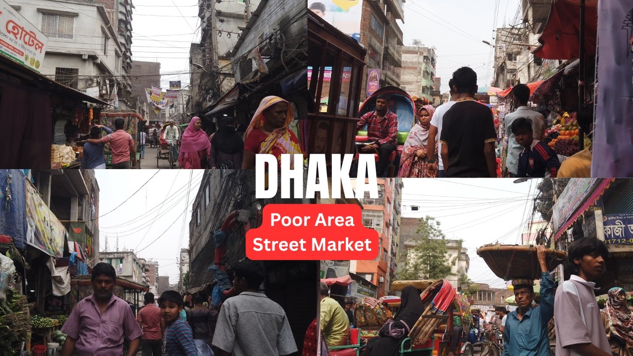 Dhaka Street Market Poor Area Bou Bazar And Kellal Mor At Day Time Street Walking Tour. Traffic Jam