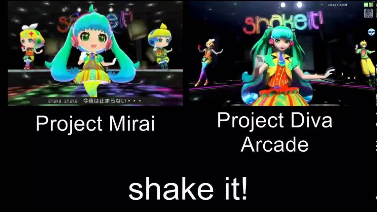 Project Mirai shake it! Again PV Comparison 3DS Arcade