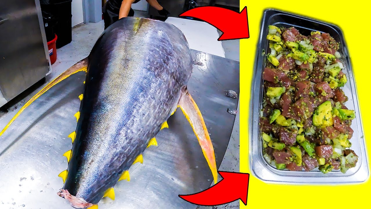 How a Poke Shop in Hawaii turns a 115 pound Yellowfin Tuna into Poke Bowls!