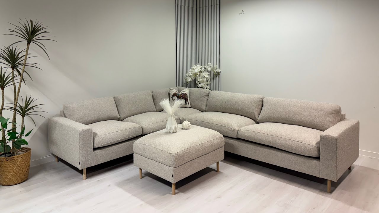 Newly upholstered Bolia Scandinavia design corner sofa with ottoman #bestmøbler 
