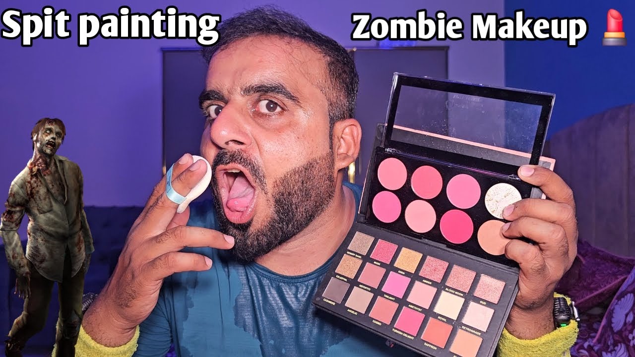 ASMR - Fast & Aggressive spit painting your Zombie Makeup 💄 👺