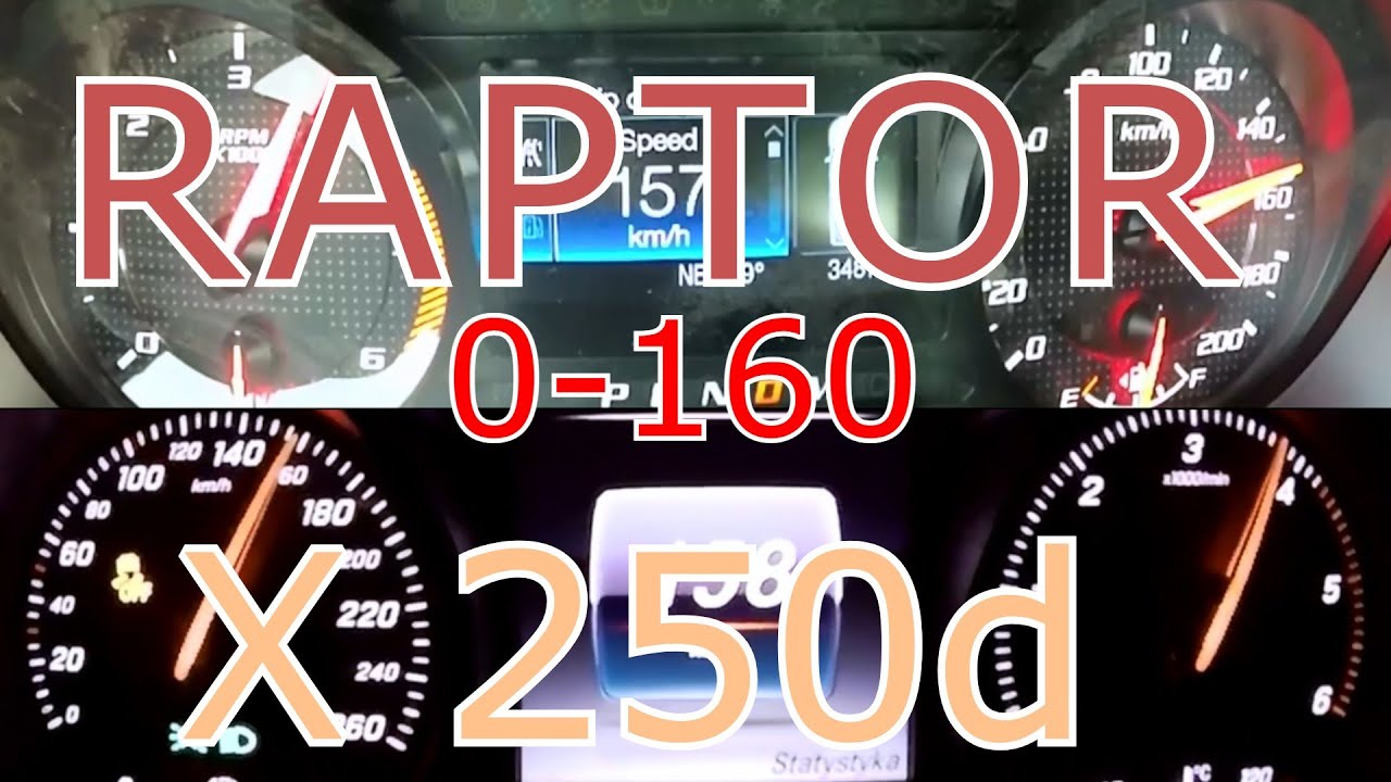 Mercedes X 250d 2.3d 190 Hp VS Ford Ranger Raptor 2.0 EcoBlue 213 Hp 0-160
