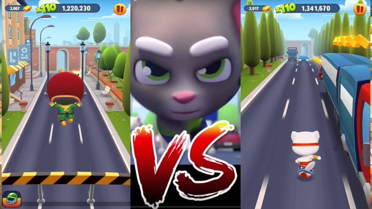 Talking Tom Gold Run Backwards Running | Super Tom vs Super Angela | (Android/iOS)