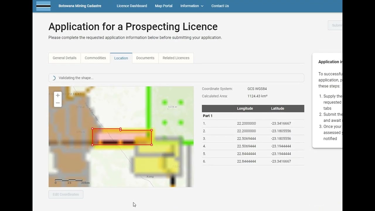 How to apply for a license on Botswana's Mining Cadastre Portal