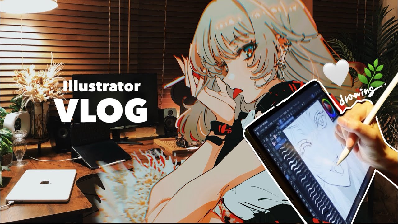 【Vlog】始めた❕プロイラストレーター兼アニメーターの日常💓🎨作業場｜drawing｜メイキング🤍