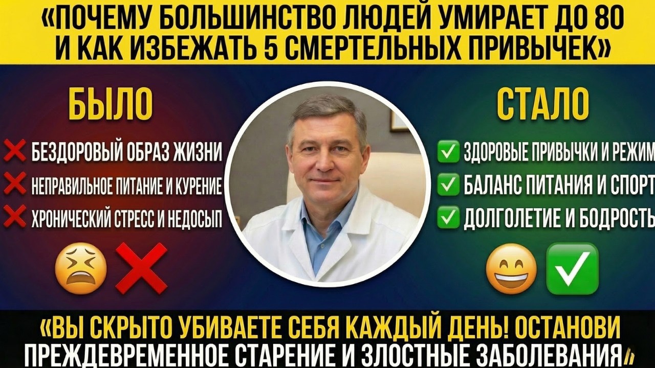 Почему большинство людей умирает до 80 и как избежать 5 смертельных привычек
