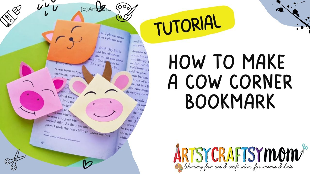 Cow Corner Bookmark Craft | How to make Ox , Pig , Cat corner Bookmark | Origami |ArtsyCraftsyMom