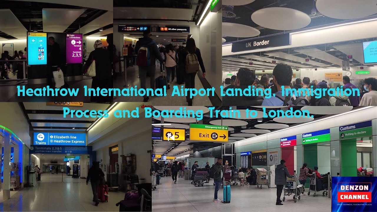 Heathrow International Airport Terminal 4 (T4), Immigration Process and Boarding Train to London.
