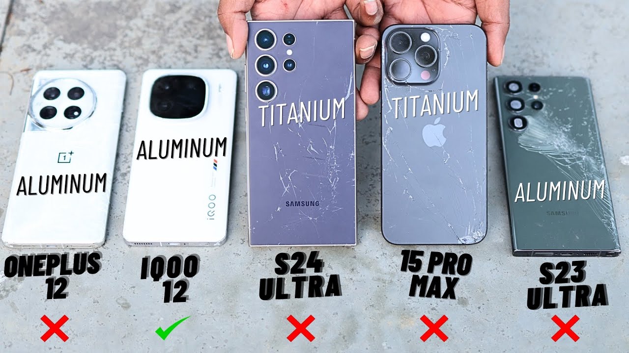 iPhone 15 Pro Max Samsung Galaxy S24 Ultra Drop Test | OnePlus 12, iQOO 12, Samsung S23 Ultra