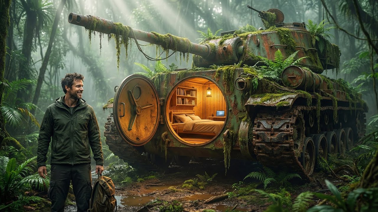 I Turned an Abandoned Military Tank Into a Secret Home in the Jungle (30 Days Alone)