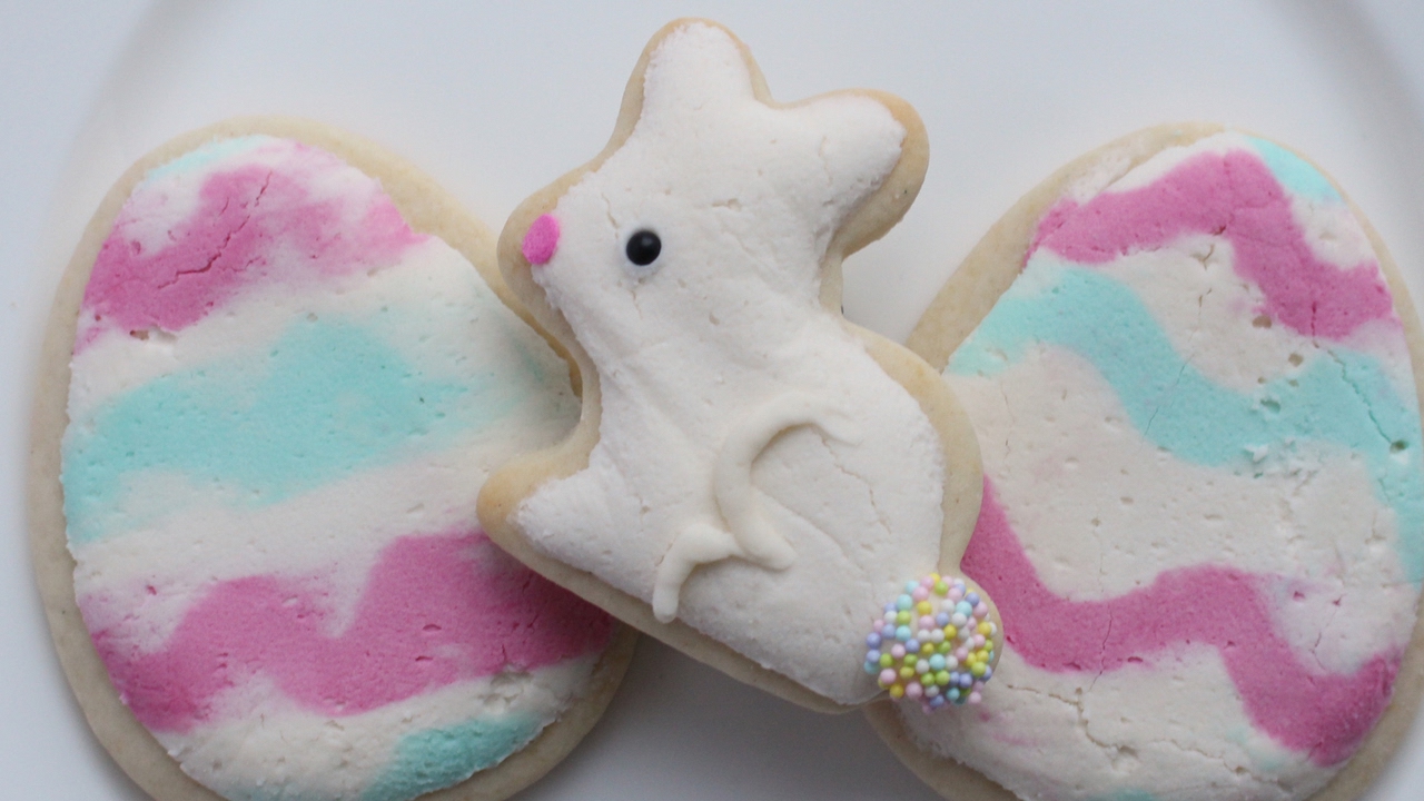 Easter Cookies Decorated with Buttercream on Soft Sour Cream Cookies