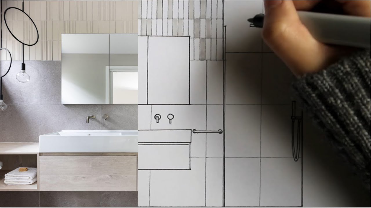 Easy Hand-Drawn Floor Plans & Elevations for Bathroom Design