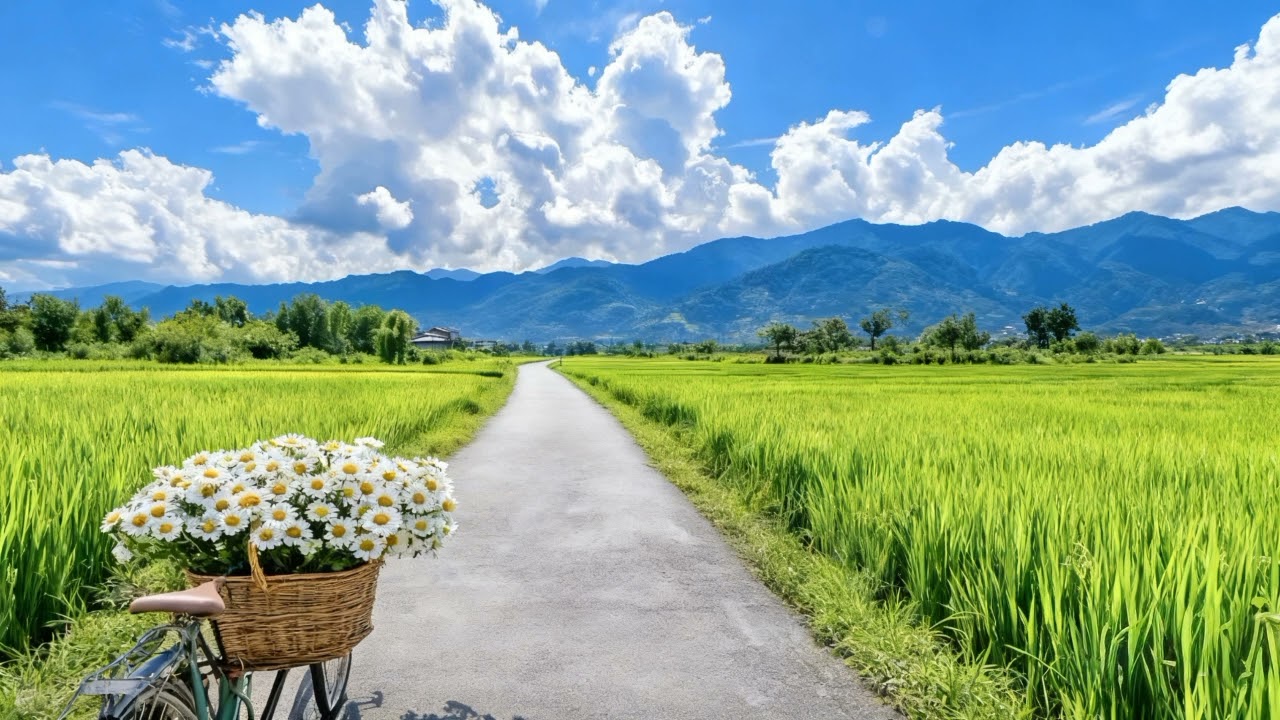 Beautiful Mountains And Rice Fields Tv Wallpaper Background Screensaver Home Decor
