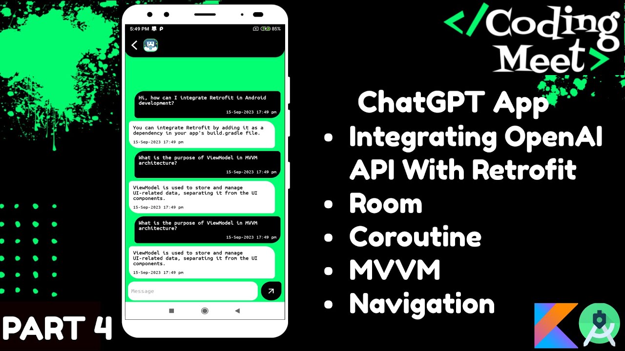 #4 ChatGPT App | OpenAI API Calling using Retrofit | MVVM | Navigation | Android Studio Kotlin