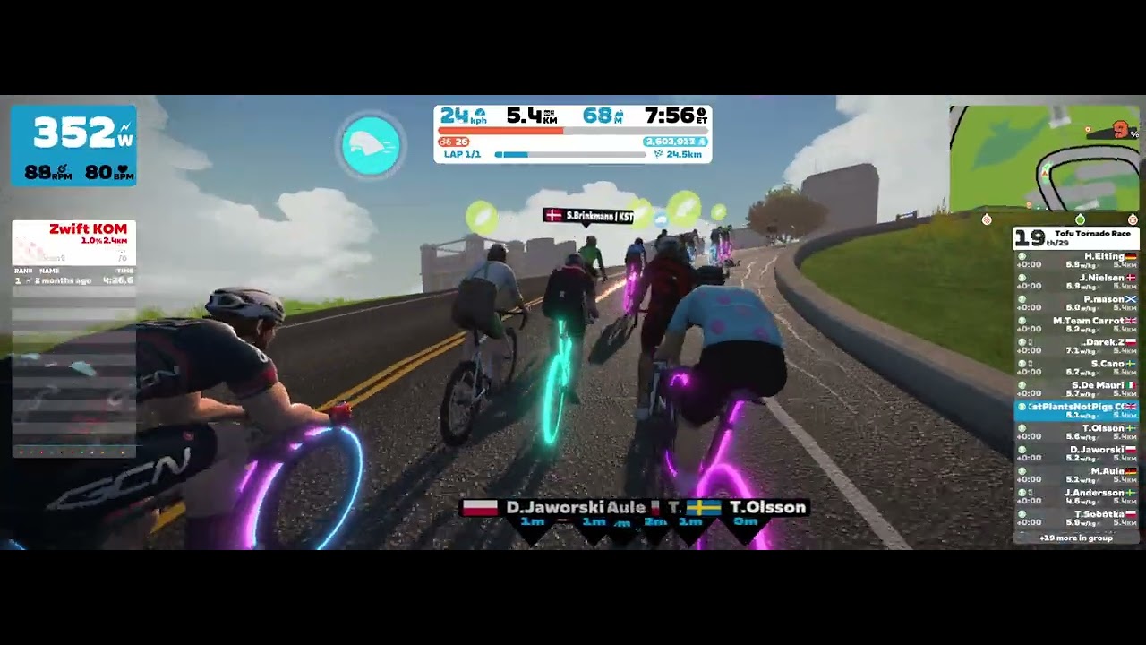 TOFU TORNADO! Zwift Race -B cats - First Person, No Commentary @ 1440p60fps Ultra Wide