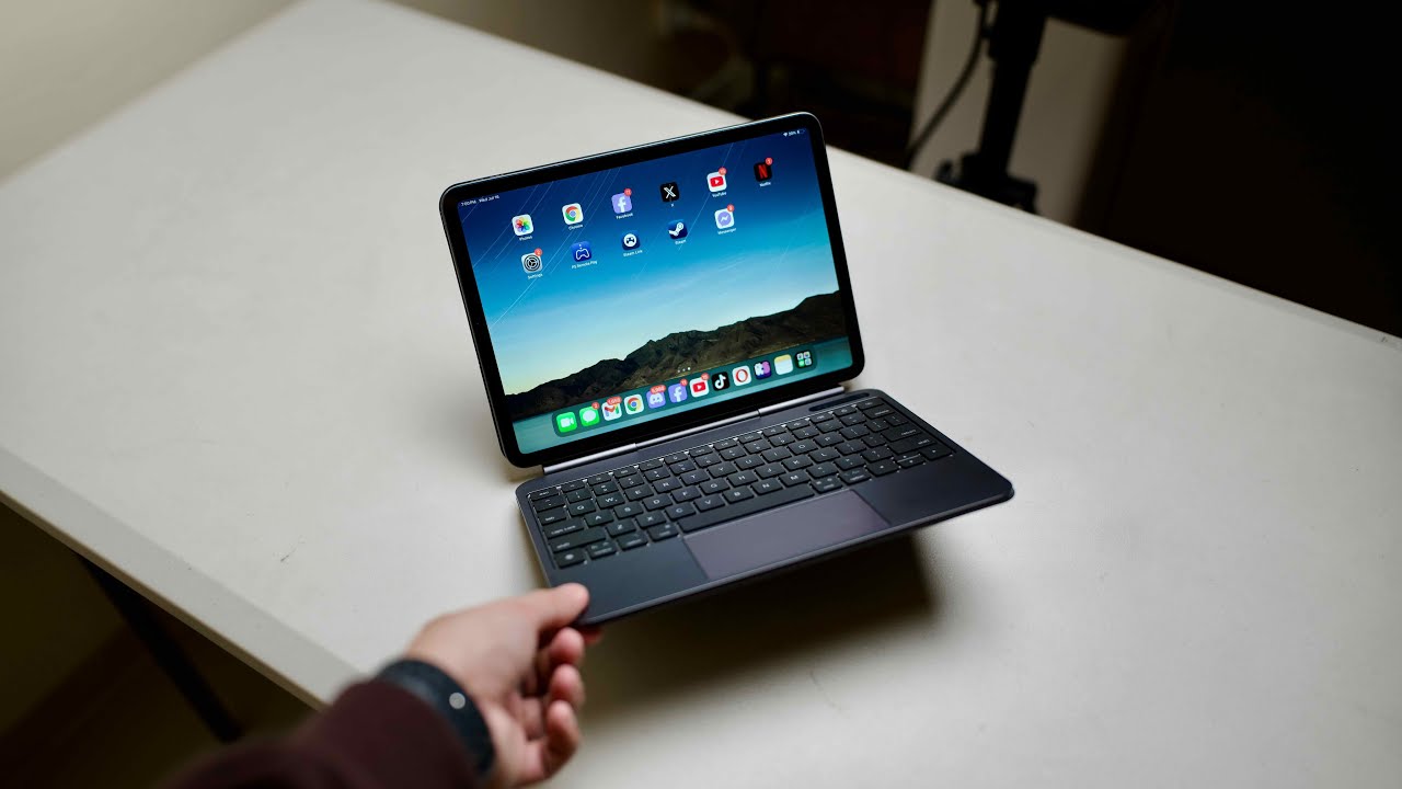 I used the affordable GOOJODOQ Magnetic Magic Keyboard for iPad and it's now better.
