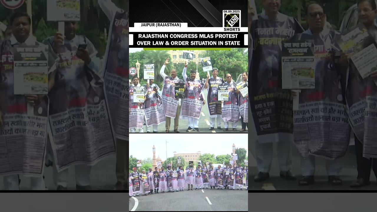Rajasthan Congress MLAs protest over law & order situation ahead of Assembly Monsoon Session