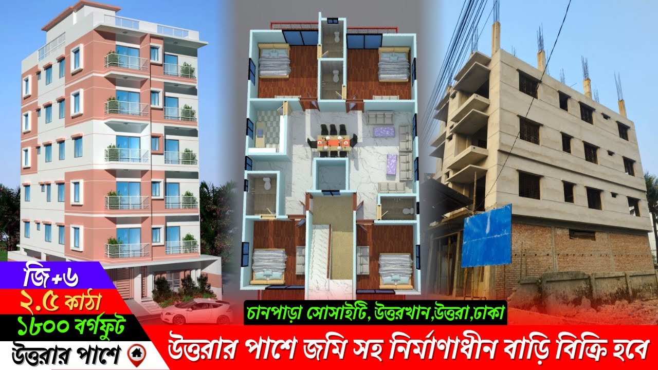 উত্তরার পাশে জমিসহ নির্মাণাধীন ভবন বিক্রি হবে। রাজউক অনুমোদিত।মালিকের জরুরী ভিত্তিতে টাকার প্রয়োজন।