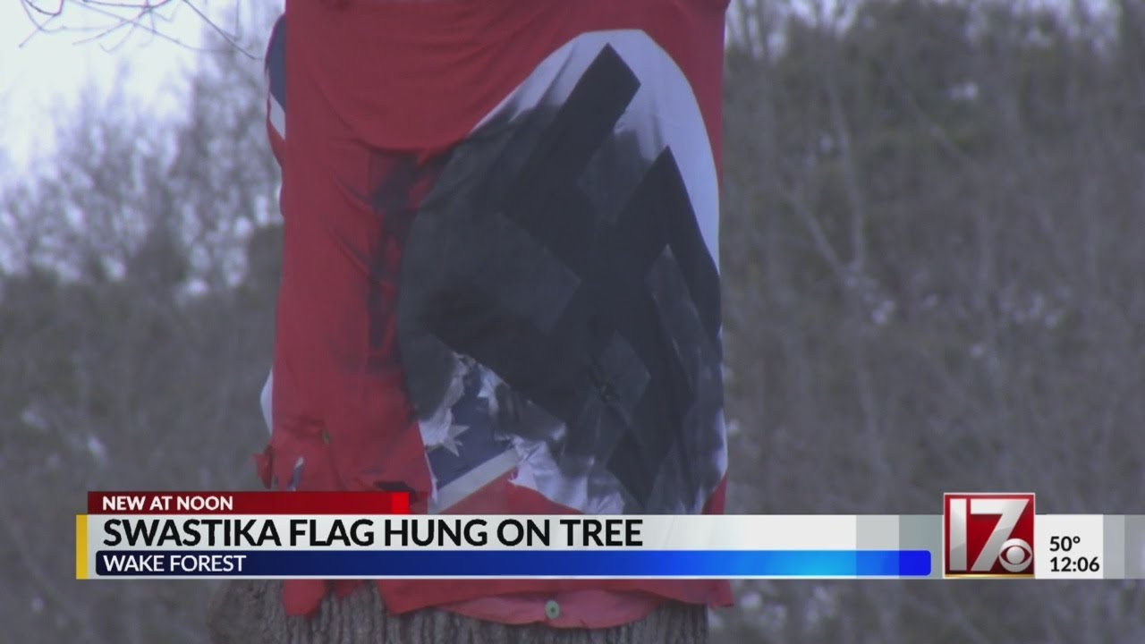 Swastika flag hung on tree near Wakefield community