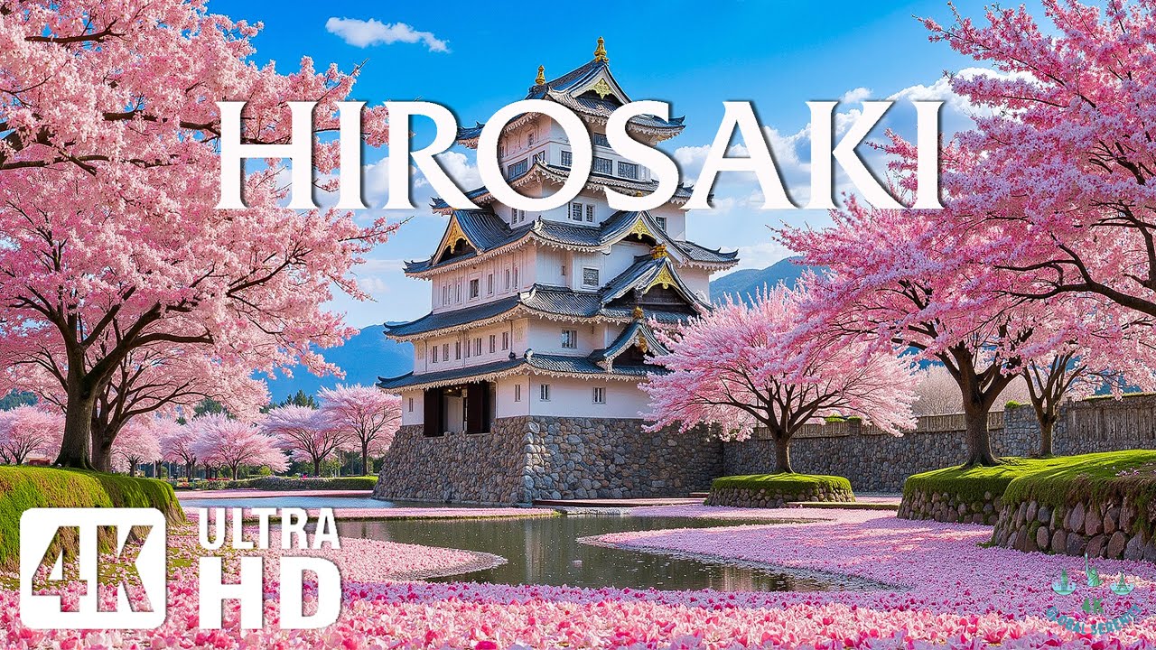 Spring at Hirosaki Castle 4K 🌸 Discover Cherry Blossom Moats, Historic Walls & Poetic Spring Calm