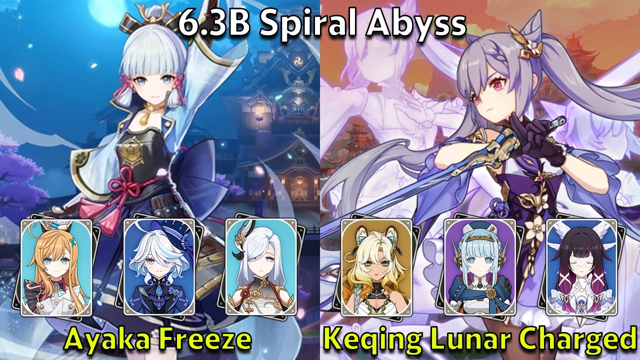 C0 Ayaka Freeze & C5 Keqing Lunar Charged - Genshin Impact 6.3-6.4 Spiral Abyss Full Clear