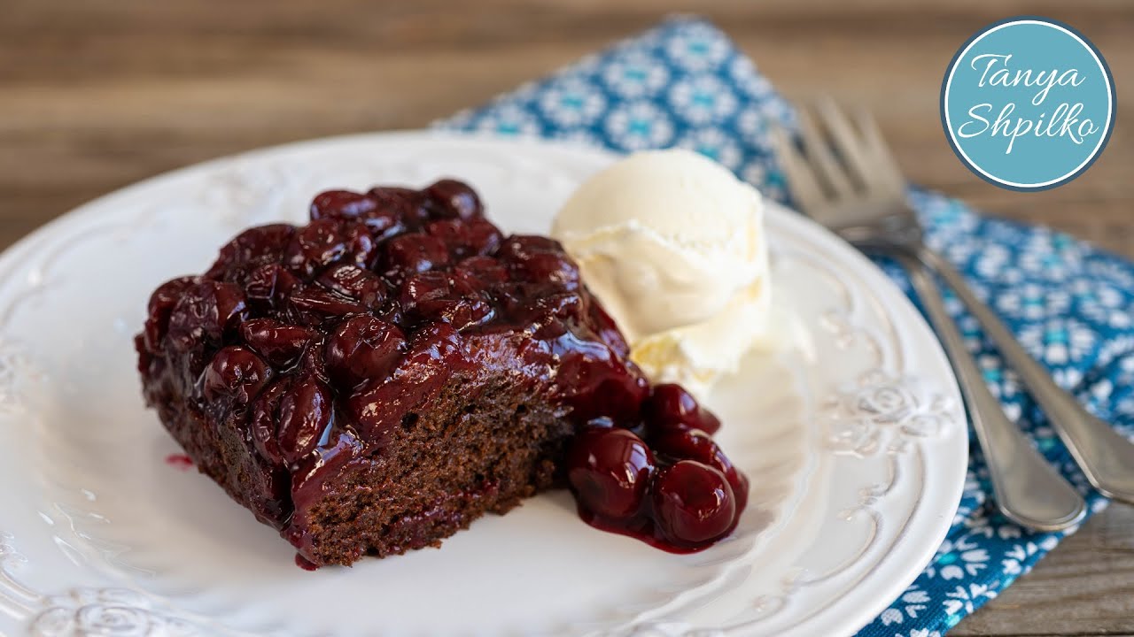 Без Яиц и Молочных Продуктов! | Шоколадный Пирог с Вишней | Chocolate Cherry Upside-Down Cake