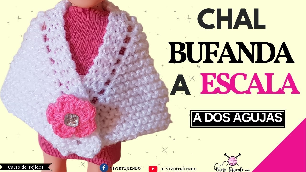 Como Tejer Bufanda Chal a Escala a Dos Agujas | Tejiendo Chaleco y Bufanda a Palillos