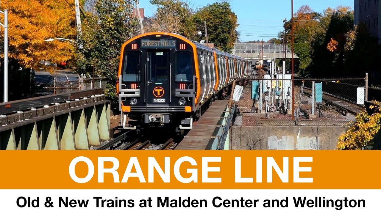 MBTA 'the T' - Old and New Orange Line trains at Malden Center and Wellington - 11/4/21