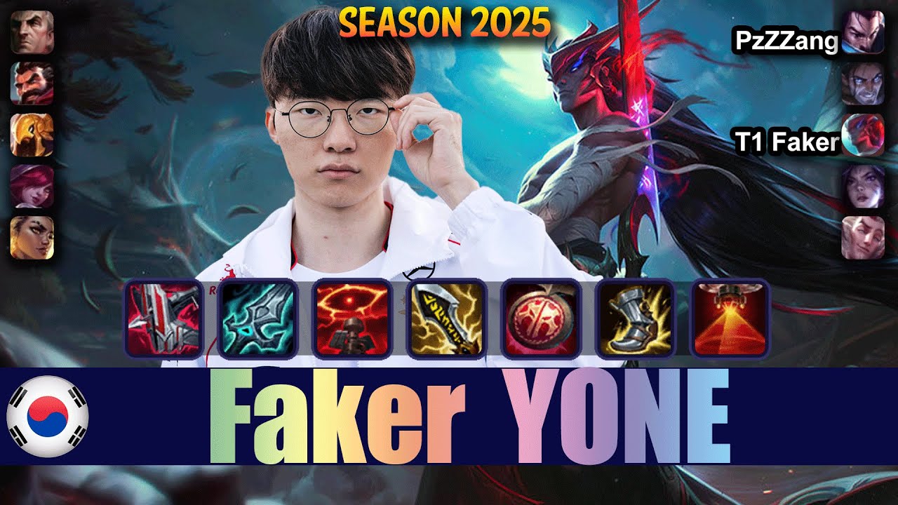 T1 Faker and PzZZang in the Same TEAM - YONE MID, YASUO TOP - Patch 25.18 KR Ranked | lolrec