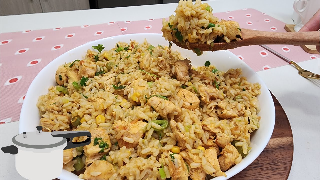 COMO HACER ARROZ CON POLLO EN LA OLLA A PRESION - FACIL Y MUY RICO