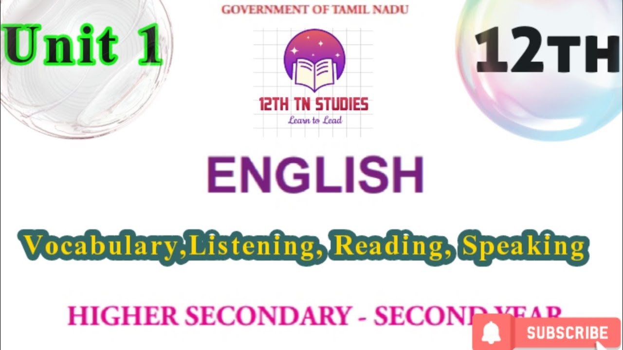 12th English Unit 1 Vocabulary and LSR exercises answers TN