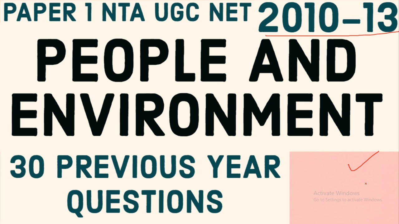 PEOPLE AND ENVIRONMENT -PREVIOUS YEAR QUESTIONS PAPER 1 NTA UGC NET DEC 2019