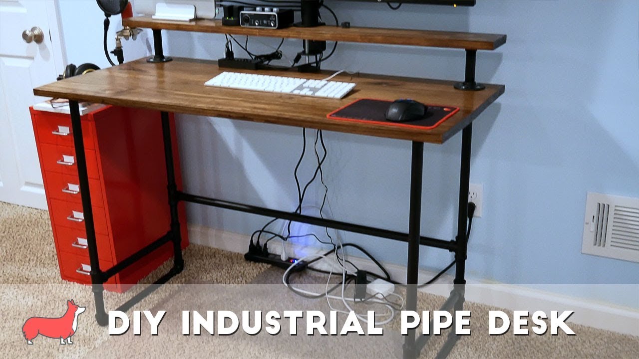 How to Make a DIY Industrial Pipe Desk - Woodworking